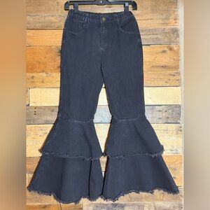 Girls Black Denim Flare Jeans – Western Bell Bottoms size 11/12